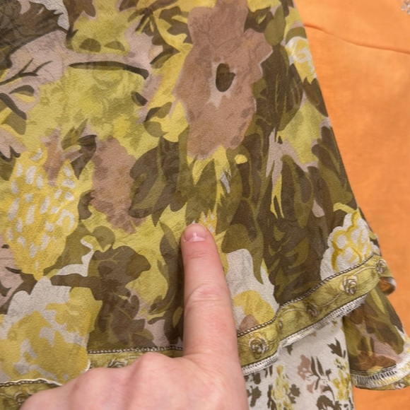 Joie silk Yellow and Green floral Ruffled Tiered Maxi Sundress Size L - Picture 12 of 14